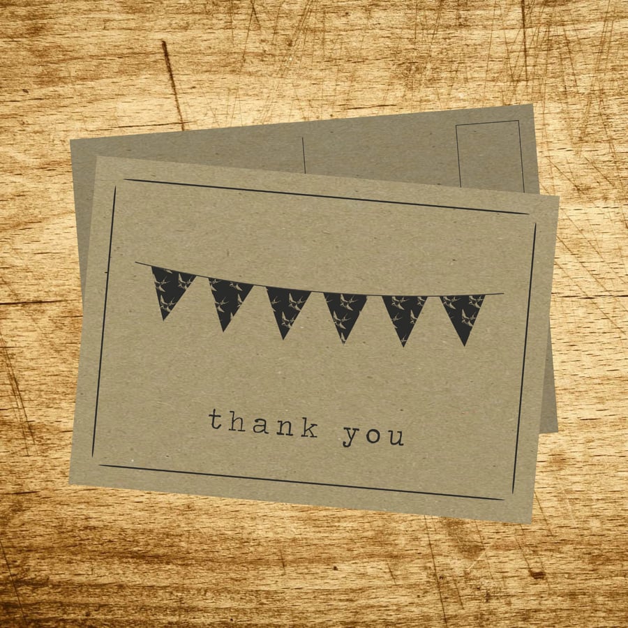 Image of x30 A6 Thank You Post Cards - Bunting Design