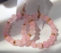 Image 2 of Pink & Gold Hoop Earrings 