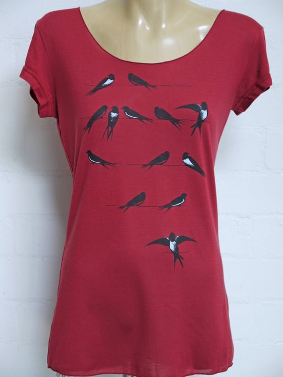 Image of BIRD ON A WIRE MODAL TEE- CHILLI