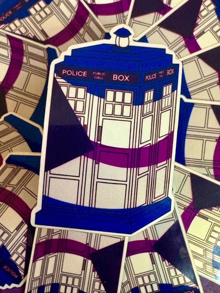 Image of Demisexual Pride Tardis Sticker