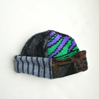 Image 1 of Reworked Reversible Beanie 80s Abstract x Blue Cashmere