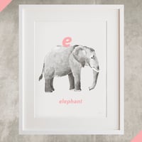 E - Elephant Letter Print