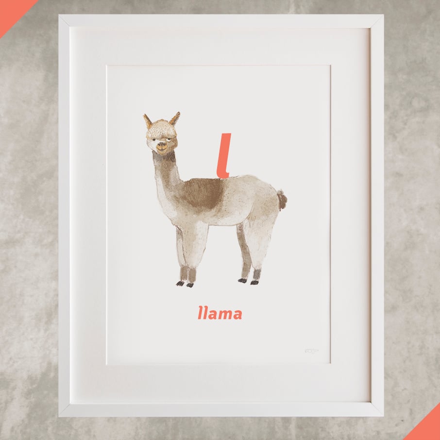 Image of L - Llama Letter Print