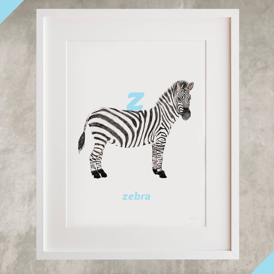 Image of Z - Zebra Letter Print