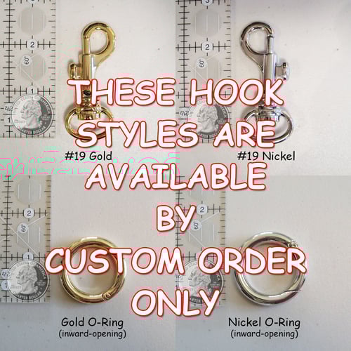 Image of Black Leather Strap with LEATHER WEAVE Accent - .75" Wide - Choose Hook Finish & Style