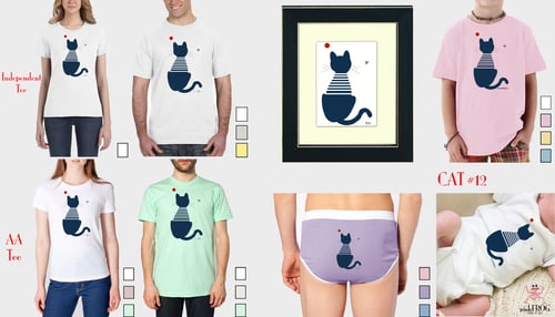 Image of CAT#12 (tee/undie/youth tee/toddler tee/baby onesie/tote bag/pouch/apron/tie/print/framed art)