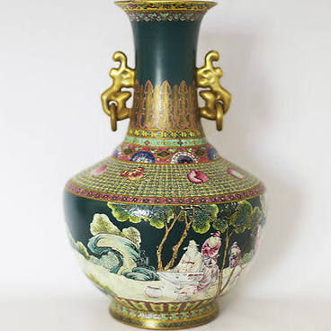 Image of Hand Made Asian Antique Enamel Colorful Ground Vase,chinese