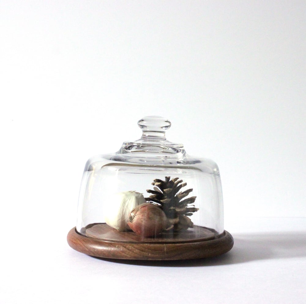 Image of Teak & Glass Domed Cheese Platter