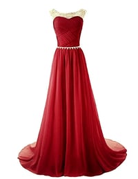 Image 1 of Beautiful Wine Red Long Beaded Prom Dress, Prom Dresses, Prom Gowns