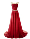 Beautiful Wine Red Long Beaded Prom Dress, Prom Dresses, Prom Gowns