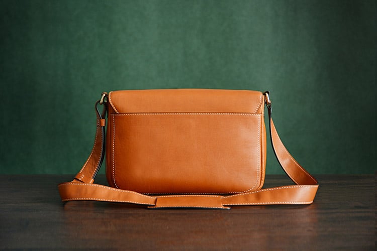 Custom Handmade Vegetable Tanned Italian Leather Messenger Satchel Bag