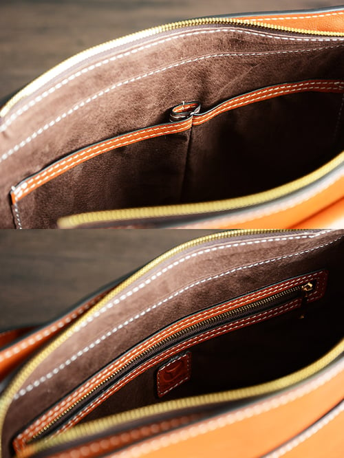 Image of Custom Handmade Vegetable Tanned Italian Leather Messenger Satchel Bag Crossbody Shoulder Bag D042