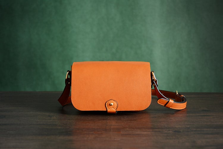 Image of Custom Handmade Italian Vegetable Tanned Leather Satchel Bag Crossbody Shoulder Bag D041