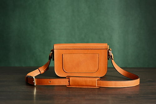 Image of Custom Handmade Italian Vegetable Tanned Leather Satchel Bag Crossbody Shoulder Bag D041