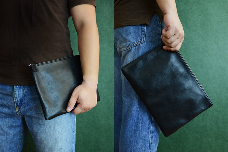 Image of Custom Handmade Vegetable Tanned Italian Leather Clutch Envelope Bag iPad Bag Pouch Bag D044