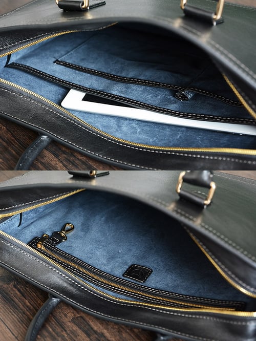 Image of Custom Handmade Vegetable Tanned Italian Leather Briefcase Mens Handbag Business Laptop Bag D046