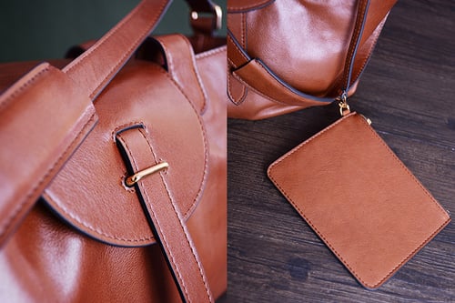 Image of Custom Handmade Vegetable Tanned Italian Leather Tote Bag Shoulder Bag Women Handbag D047