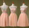 Lovely Light Pink Tulle Beaded Short Prom Dresses , Homecoming Dresses