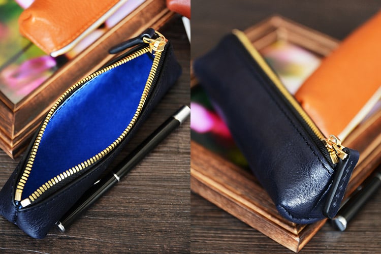 Custom Handmade Vegetable Tanned Italian Leather Pen Bag Pencil Case Pen Pouch D052