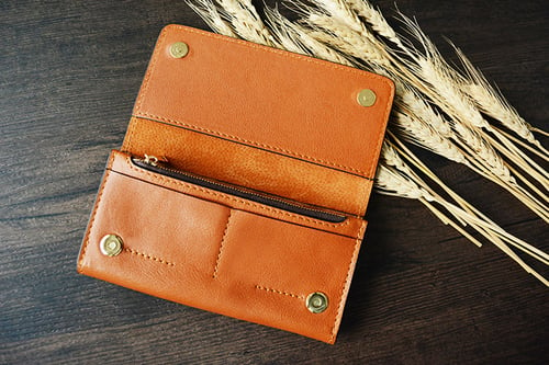 Image of Custom Handmade Vegetable Tanned Italian Leather Wallet Card Holder Money Purse Clutch D053