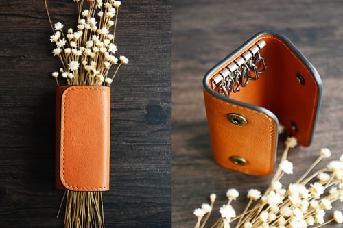 Image of Custom Handmade Vegetable Tanned Italian Leather Key Holder Key Case D055