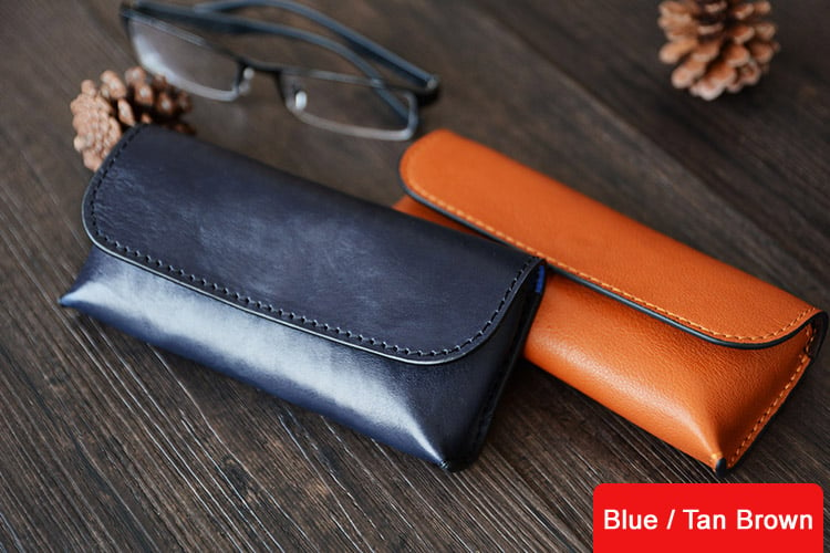 Image of Custom Handmade Vegetable Tanned Italian Leather Sunglass Case Pouch Pocket D056