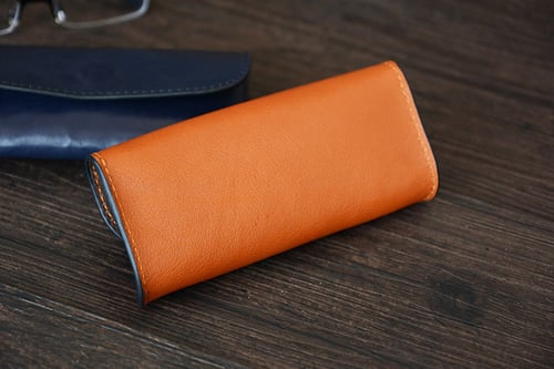 Image of Custom Handmade Vegetable Tanned Italian Leather Sunglass Case Pouch Pocket D056