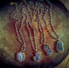 Stalactite slice necklace with Labradorite wire beaded rosary chain