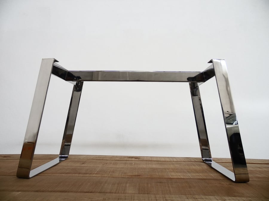 Image of 28" x 24" - Apart 42" Angled Flat Stainless Steel Table Base, Height 26" to 32"  