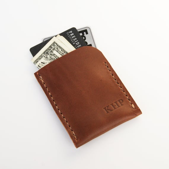 Image of Brown Leather Wallet / Miminalist Card Sleeve
