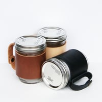 Leather Mason Jar Sleeve with Mason Jar