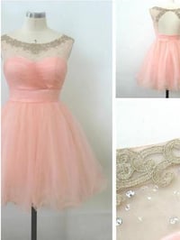 Image 2 of Lovely Pink Short Ball Gown Tulle Prom Dresses, Homecoming Dresses 