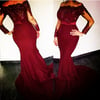 Sexy Burgundy Mermaid Prom Gowns with Lace Applique, Evening Gowns 2016
