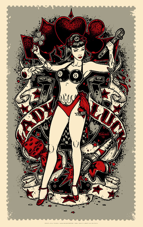 Image of Lady Luck • Red Art Print (Regular Edition)