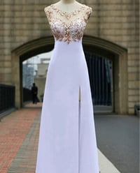 Image 1 of Sparkle Beaded Backless White Prom Gown , White Prom Dresses , Formal Gowns