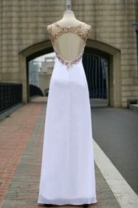 Image 2 of Sparkle Beaded Backless White Prom Gown , White Prom Dresses , Formal Gowns