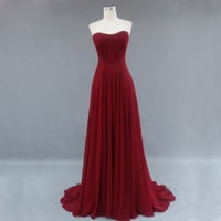Image 1 of Beautiful Burgundy Simple Chiffon Prom Dresses , Prom Gowns 