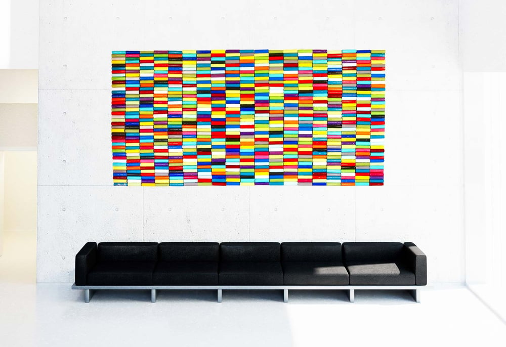 Image of 'ROLLS OF COLOR' | Original Assemblage Abstract Wall Sculpture