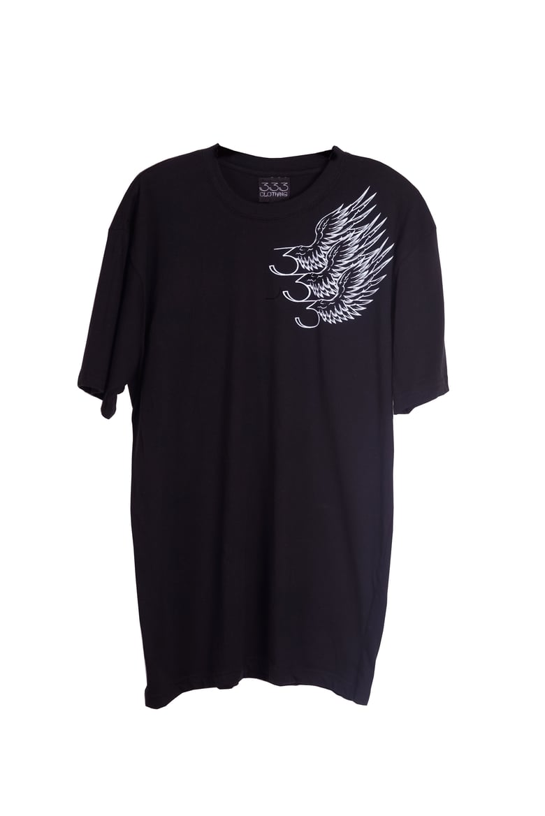 Image of 333 Wings Left Chest Tee (Black)