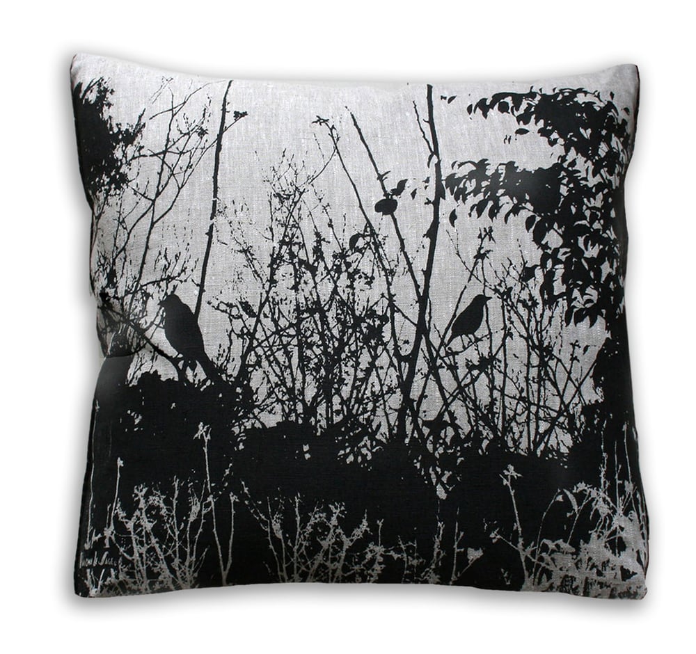Image of Bower Bird in my Garden Hand Printed Feature Cushion Cover