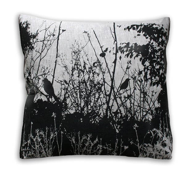 Image of Bower Bird in my Garden Hand Printed Feature Cushion Cover