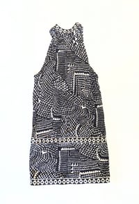 Image 2 of BCBGMAXAZRIA Y2K Sleeveless Halter Black & White Geometric SHIRT/Mini Dress