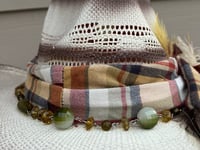 Image 3 of 2 Tone Brown Cowboy Hat Yellow Multi Colored Bandanna, Bead & Feather Band