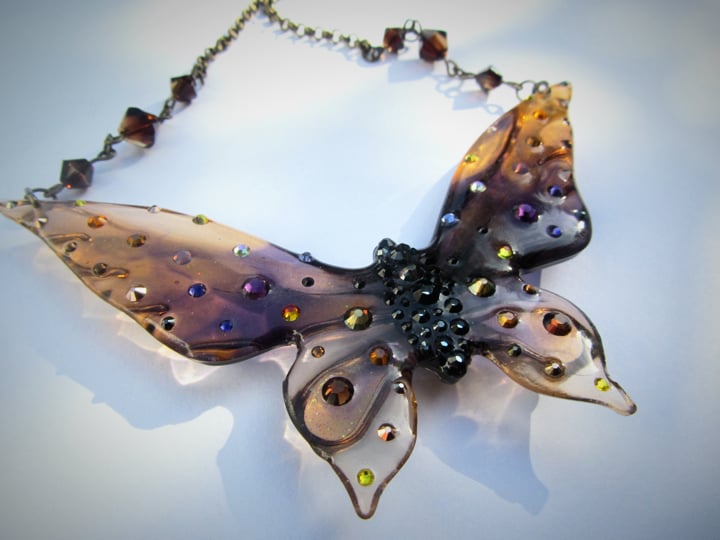 Autumnal Large Butterfly Resin Necklace
