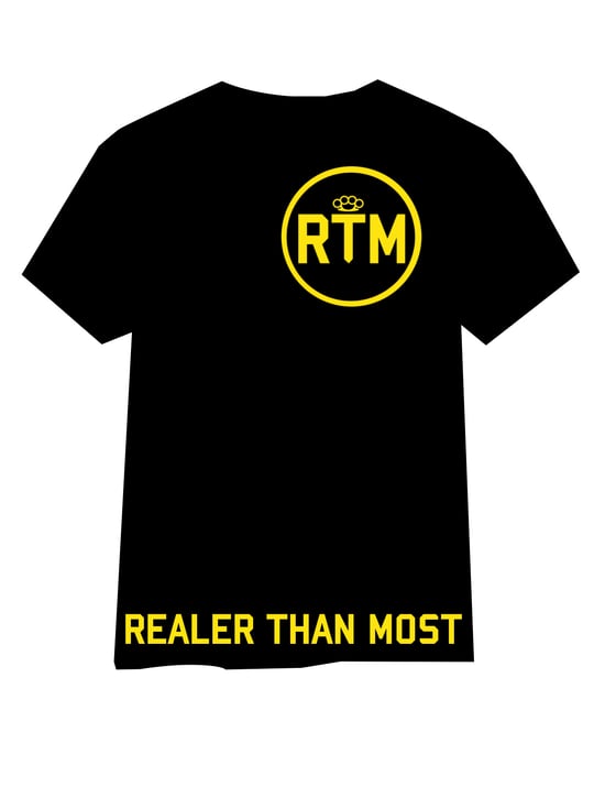 Image of RTM CHEST LOGO T-SHIRT BLACK/YELLOW