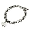 Personalised sterling silver love heart chunky bracelet