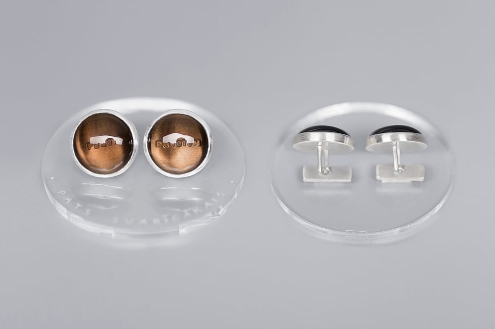 Image of "The most important" cufflinks with smoky quartzes  · PUNCTUM PUNCTI ·