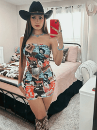 Image 1 of Collage Punchy Strapless Dress