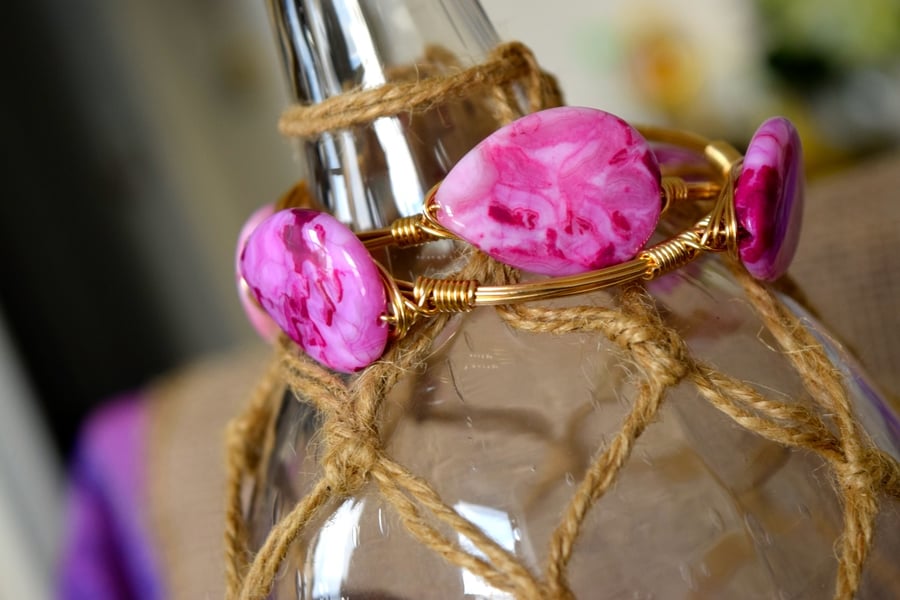 Image of Pink Crazy Lace Agate Bangle