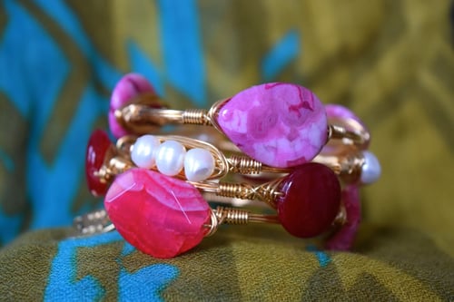 Image of Pink Crazy Lace Agate Bangle
